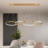 4 Ring Metal Brass Gold Body Modern LED Chandelier Pendant Light Hanging Lamp - Warm White - Ashish Electrical India
