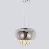 400 MM Crystal Smokey Glass Metal LED Chandelier Hanging Lamp - Warm White - Ashish Electrical India
