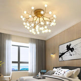 27 Lights Ball Firefly Gold Chandelier Amber Glass Led Ceiling Light Hanging Lamp - Warm White - Ashish Electrical India