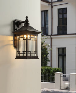 Outdoor Wall Light Fixture Brown Exterior Wall Waterproof Lights Wall Mount with Glass Shade - Warm White