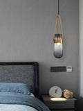 1-Light LED Gold Smokey Glass Pendant Lamp Ceiling Light - Warm White
