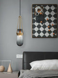 1-Light LED Gold Smokey Glass Pendant Lamp Ceiling Light - Warm White
