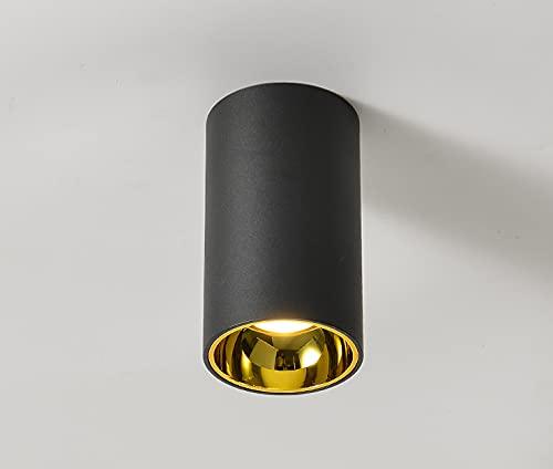 12W LED Indoor Outdoor Ceiling Lamp Round Drum Cylinder Black Gold Wall Light 3000k Waterproof (Warm White) - Ashish Electrical India
