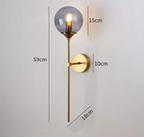 Gold Amber Glass American Glass Ball Wall Light Modern Copper Metal Bedroom Living Room Cafe Hotel Lighting Wall Light - Gold Warm White - Ashish Electrical India