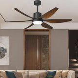 52 Inch 6 Blade Wind lamp ceiling fan remote Controlled - Dark Wood