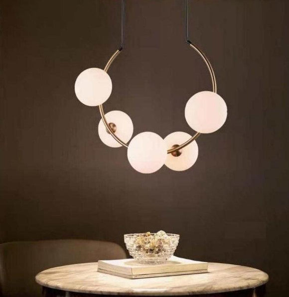 5 Light Frosted Glass Gold Plated Metal Chandelier Ceiling Lights Hanging - Warm White - Ashish Electrical India