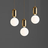 3 Light Gold Frosted Glass Led Glass Pendant Ceiling Lights Hanging - Warm White