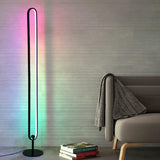 Long Oval Multi Color RBG Light with Remote Floor Stand lamp - Black