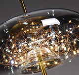LED Fairy Big Amber Glass Gold Pendant Lamp Ceiling Light - Warm White