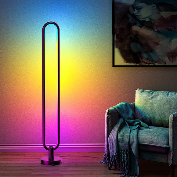 Long Oval Multi Color RBG Light with Remote Floor Stand lamp - Black - Ashish Electrical India