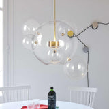 LED Round Gold Transparent 6 Clear Glass Pendant Lamp Ceiling Light - Warm White