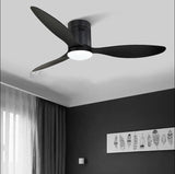 52 Inch Wind lamp Hugger ceiling fan remote Controlled - Black Wood