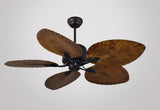 52 Inch Wind Wooden Palm Leaf ceiling fan remote Controlled - Dark Wood