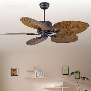 52 Inch Wind Wooden Palm Leaf ceiling fan remote Controlled - Dark Wood - Ashish Electrical India