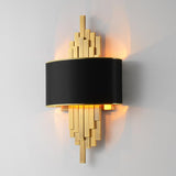 Black Shade Gold Plated Metal Wall Light for Drawing Room - Warm White - Ashish Electrical India