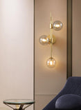 4 Light Gold Metal Amber Glass Ball Wall Light Metal - Warm White - Ashish Electrical India