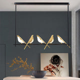 led 5-Light Bird Gold Hanging Pendant Ceiling Light - Warm White