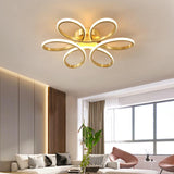 6 Light Curvy Gold Brass Plated Modern LED Chandelier Lamp - Warm White
