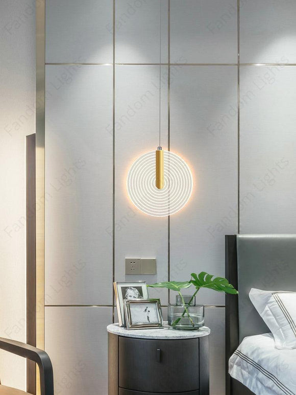 LED 1 Light Gold Acrylic Modern Pendant Bedside Ceiling Hanging Light ...