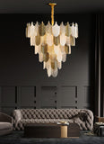 600 MM Frost Clear Glass Gold Metal LED Chandelier Hanging Suspension Lamp - Warm White - Ashish Electrical India