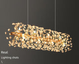 950x300MM Crystal Design Glass Gold Modern LED Chandelier Light - Warm White - Ashish Electrical India