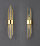 Led Tube Glass Long Slim Crystal Gold Metal Wall Light - Warm White