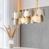 800x300 MM Frost Clear Glass Gold Metal LED Chandelier Hanging Suspension Lamp - Warm White - Ashish Electrical India