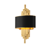 Black Shade Gold Plated Metal Wall Light for Drawing Room - Warm White - Ashish Electrical India