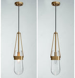 1 Light LED Amber Glass Ball Gold Pendant Lamp Ceiling Light - Warm White
