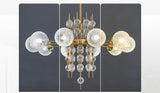 8 Light Metal Clear Glass Chandelier Ceiling Lights Hanging - Warm White