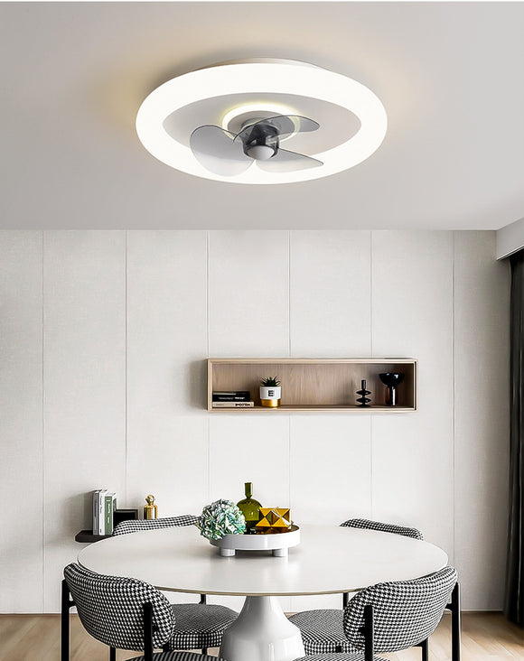 500 MM Round White Ceiling Light with Fan LED Chandelier - Warm White