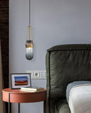 1-Light LED Gold Smokey Glass Pendant Lamp Ceiling Light - Warm White