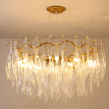 800 MM GOLD METAL Curvy Crystal  LED CHANDELIER MM RING HANGING SUSPENSION LAMP - WARM WHITE