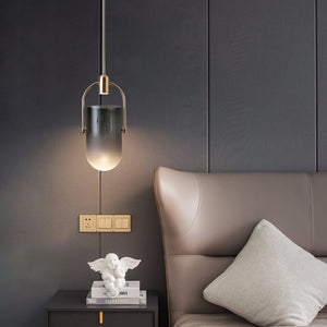 LED Gold Smokey Glass Pendant Lamp Ceiling Light - Warm White