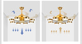 Golden 8 Rings Ceiling Fan Chandelier with Remote Control 4 Retractable ABS Blades - Warm White - Ashish Electrical India
