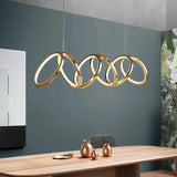 6 Ring Metal Copper Rose Gold Body Modern LED Chandelier Pendant Light Hanging Lamp - Warm White - Ashish Electrical India