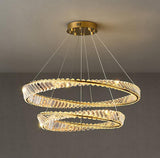2 Ring Tilt Crystal LED Chandelier Hanging Suspension Lamp - Warm White