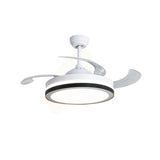 White Black Ceiling Fan Chandelier with Remote Control 4 Retractable ABS Blades - Warm White