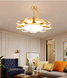 Invisible Golden Rings Ceiling Fan Chandelier with Remote Control 4 ABS Blades - Warm White