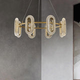 8 Light Oval Electroplated Gold Metal Modern Chandelier Ceiling Light - Warm White