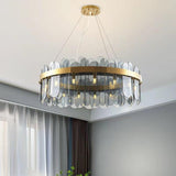 600 MM Gold Brass Metal Smokey Glass LED Chandelier Hanging Suspension Lamp - Warm White - Ashish Electrical India