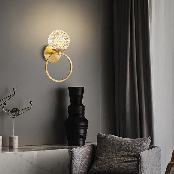 Led Ring Glass Crystal Gold Metal Wall Light - Warm White