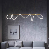 Gold Metallic LED Chandelier 1500MM Long with Curly Acrylic Light - Natural White - Ashish Electrical India