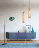LED Gold Long Amber Glass Pendant Lamp Ceiling Light - Warm White