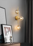 4 Light Gold Metal Amber Glass Ball Wall Light Metal - Warm White