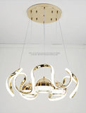 LED Golden 5 Light Rings Pendant Chandelier Light - Warm White