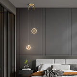 Dual led Gold Ring Fairy Amber Glass Pendant Hanging Ceiling Light - Warm White