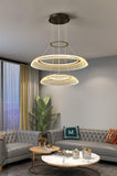 2 Ring Acrylic Gold LED Chandelier Hanging Suspension Lamp - Warm White