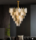 500 MM 5 Layers Frost Clear Glass Gold Metal LED Chandelier Hanging Suspension Lamp - Warm White