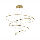 4 Light 4 Rings Stainless Steel Copper Gold LED Ring Chandelier Hanging Lamp - Warm White